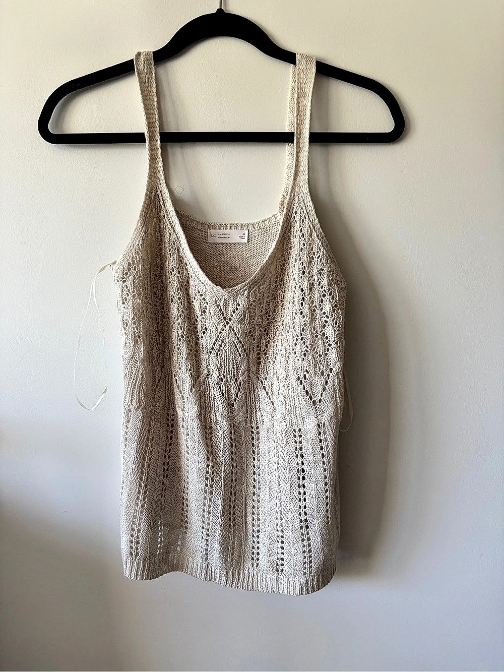 Lauren Conrad Knit Crochet Tank Top in Cream Size Medium